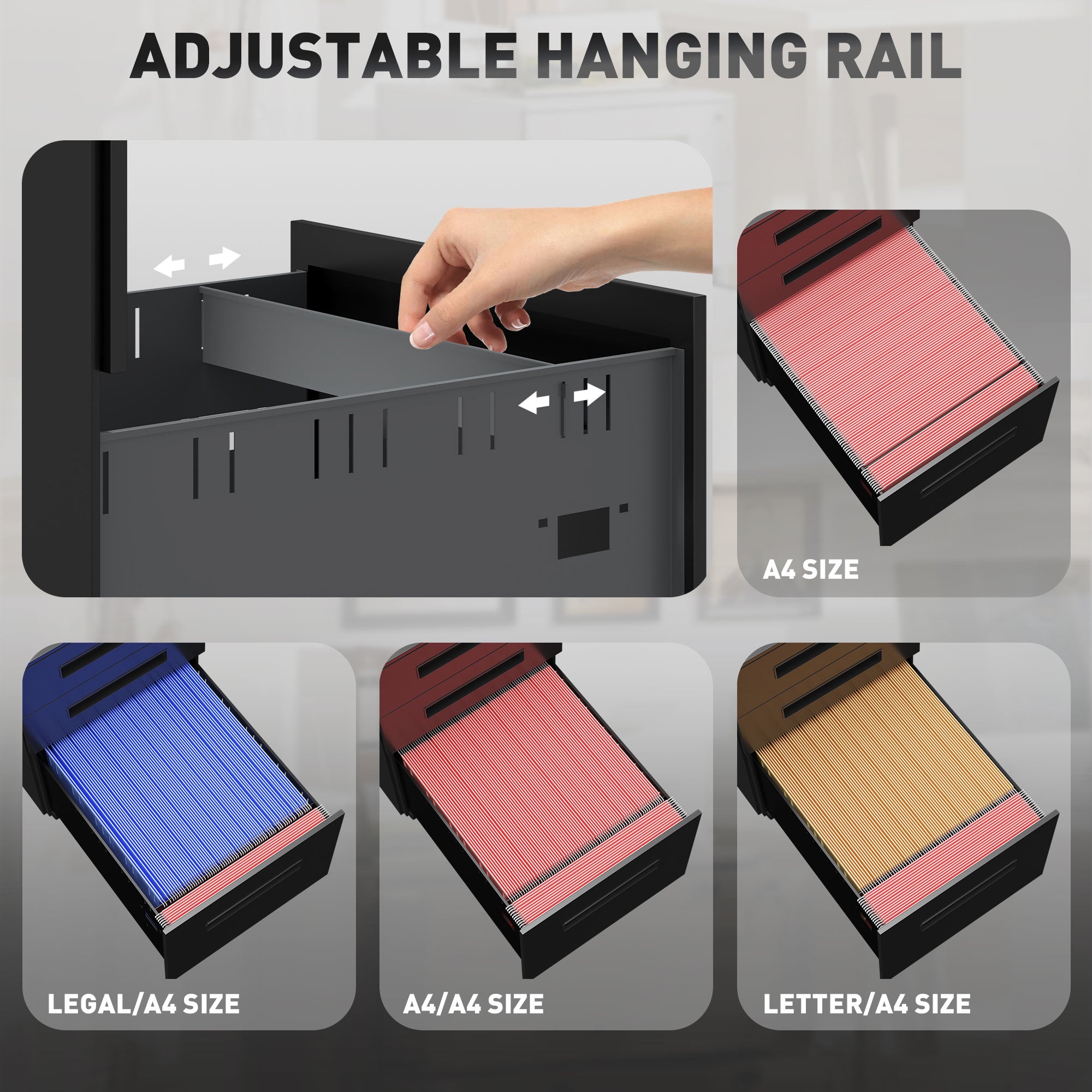 Vinsetto Three-Drawer Filing Cabinet - Steel, Black