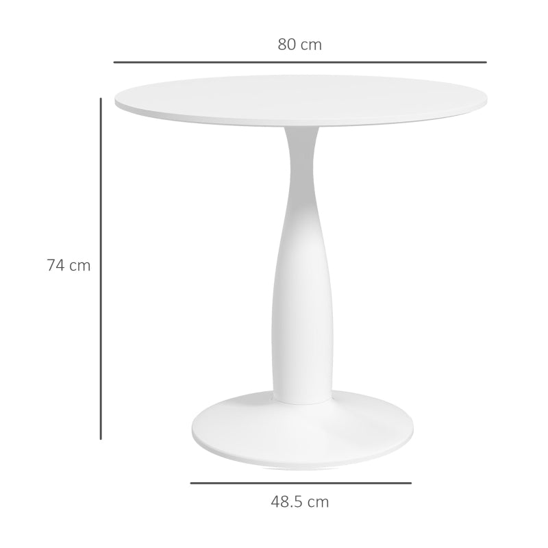 Round Dining Table Small Modern Steel Base White