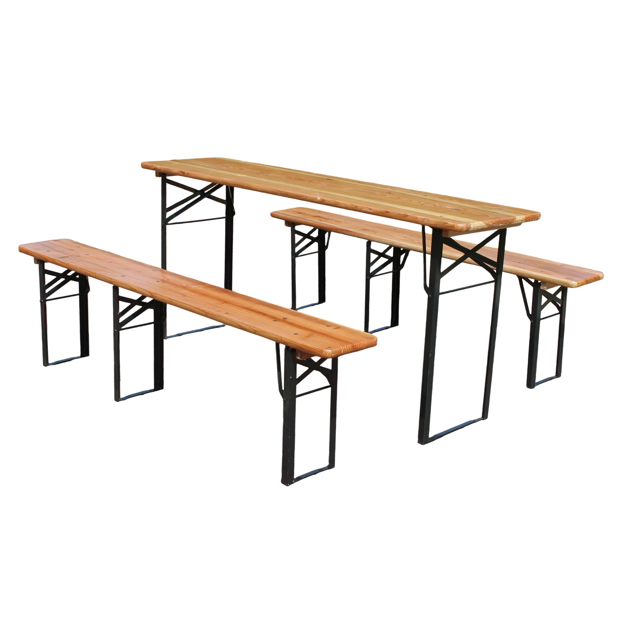 Foldable Beer Garden Set 175cm 3-Piece Table & Benches Solid Pine