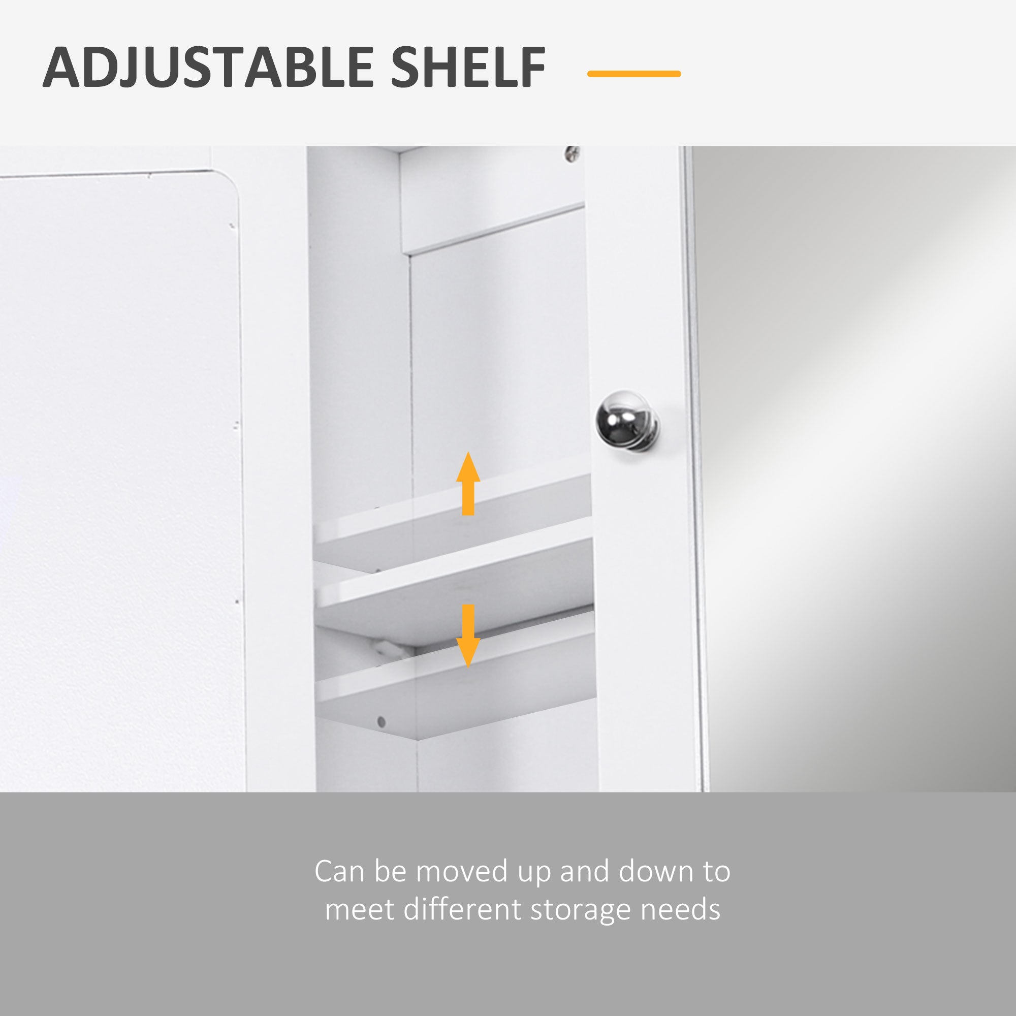 Kleankin Wall-mounted Bathroom Cabinet Mirror Door Organiser Storage Shelves White