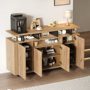 Sideboard Chest of Drawers with 4 Doors and 3 Open Compartments, Natural