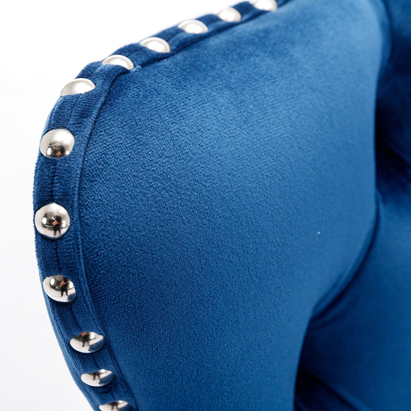 Swivel Barstools, Adjustable Height Chrome Base Comfortable Tufted, Set of 2, Blue Velvet