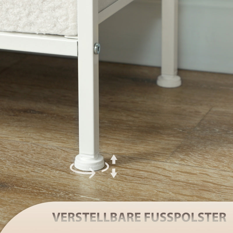 Chest of Drawers 8 Fabric Drawers Power Strip Steel Frame - Cream White