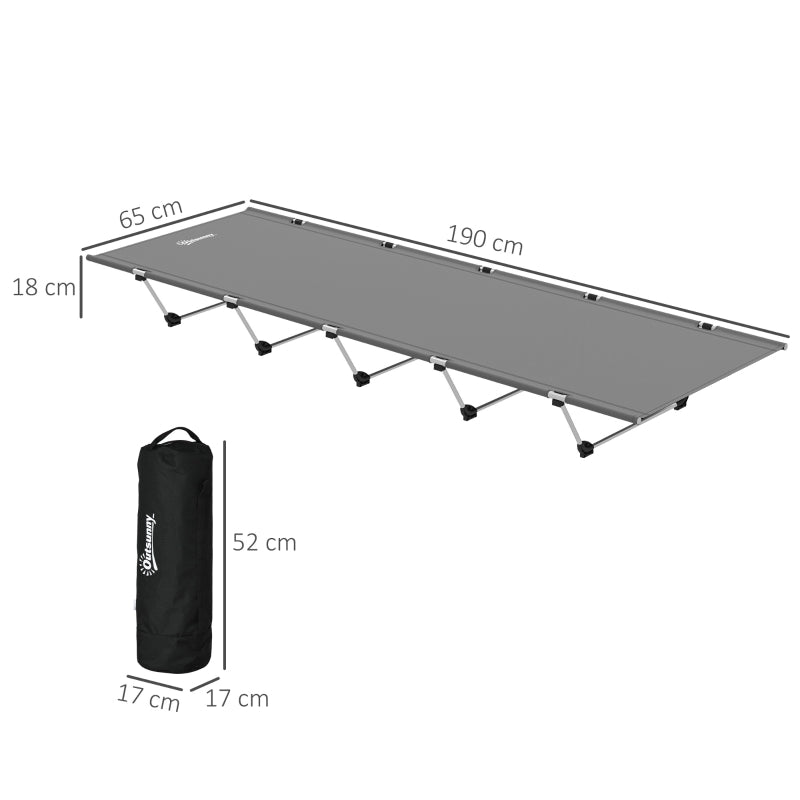 Lightweight Camping Bed Portable Camp Cot with 150kg Support, Dark Grey