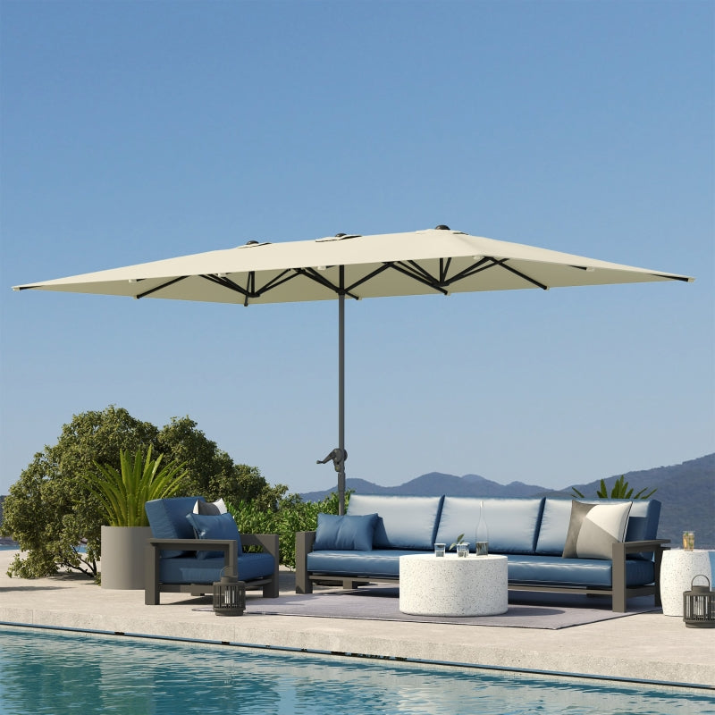 Double Parasol, Crank UV50+ Windproof Aluminum, Cream White