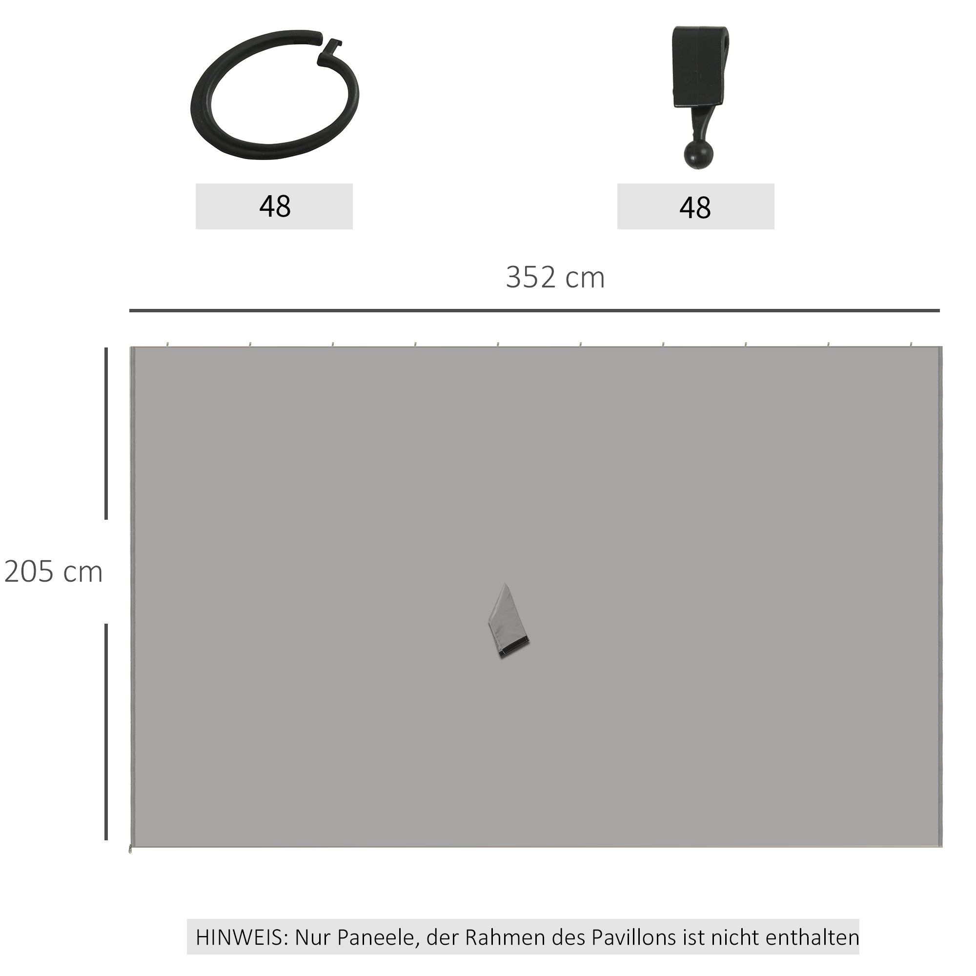 4 Pack Replacement Gazebo Curtains Privacy Panel 3 x 4m Outdoor Shelter Light Grey