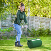 Garden Lawn Roller, 63L Heavy Duty Water/Sand Filled Drum Φ30cm, Dark Green Steel