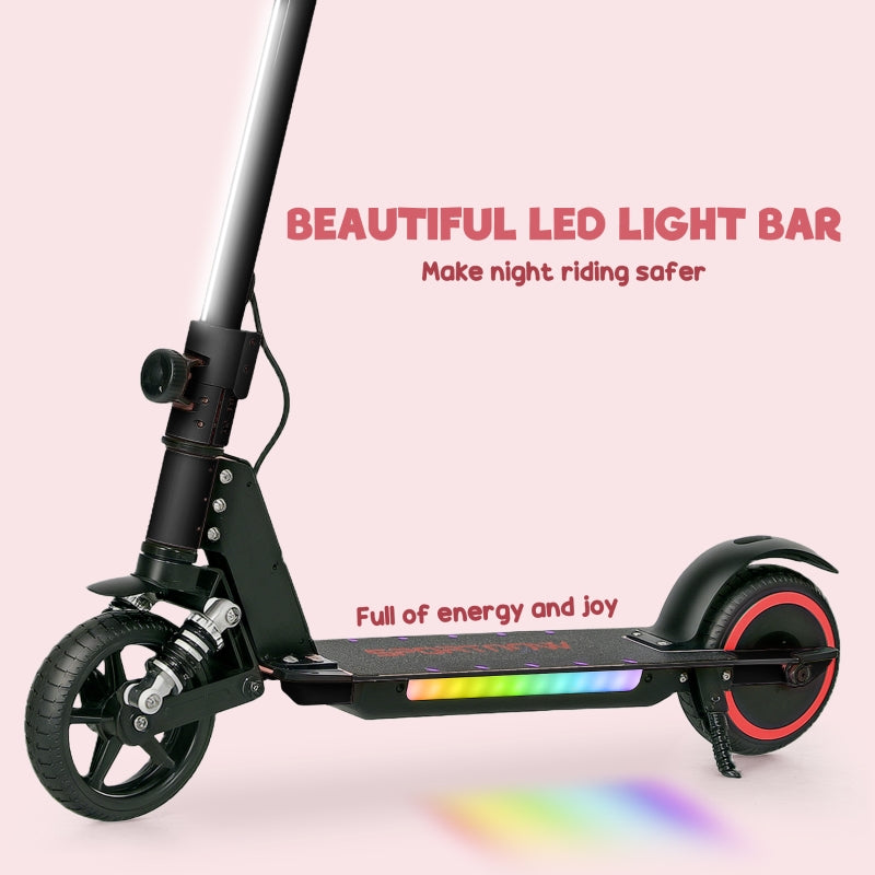 SPORTNOW Electric Scooter for Kids, Folding, Dual Brakes, Front Suspension, LED Colourful Lights, Black