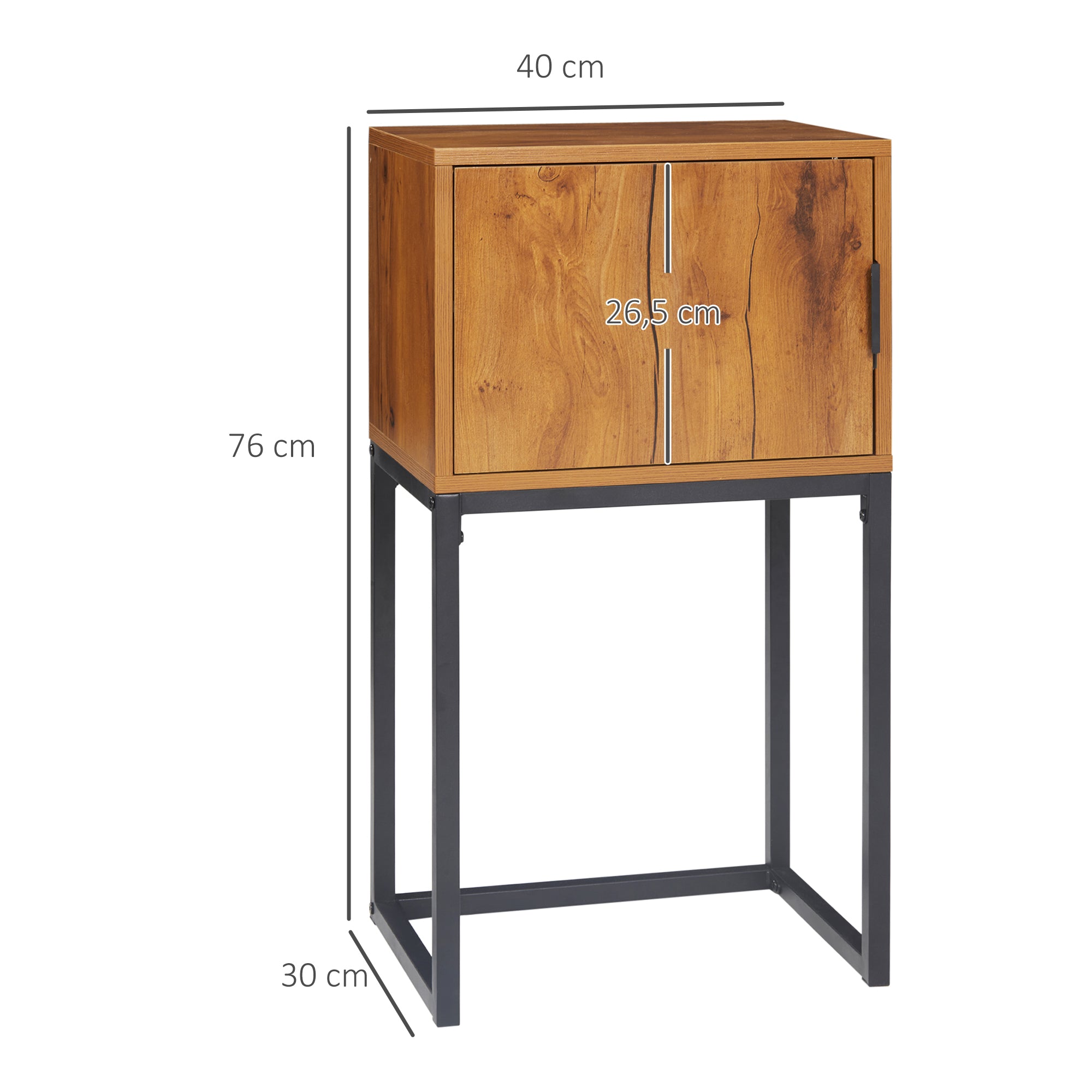 Console Table with Cabinet, Industrial Design, Natural Steel