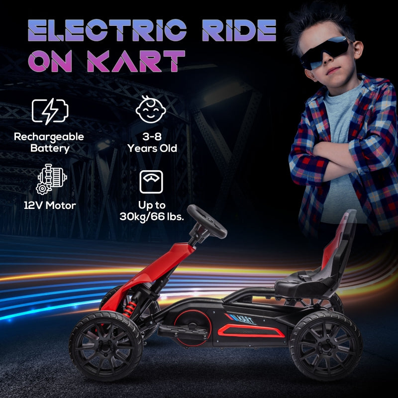 Kids Electric Go Kart, 12V Racing 2-Speed - Red