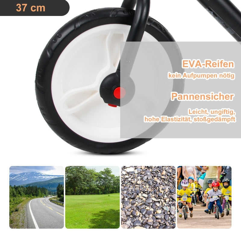 Children's Balance Bike with Training Wheels, Pedals and Adjustable Seat, Black