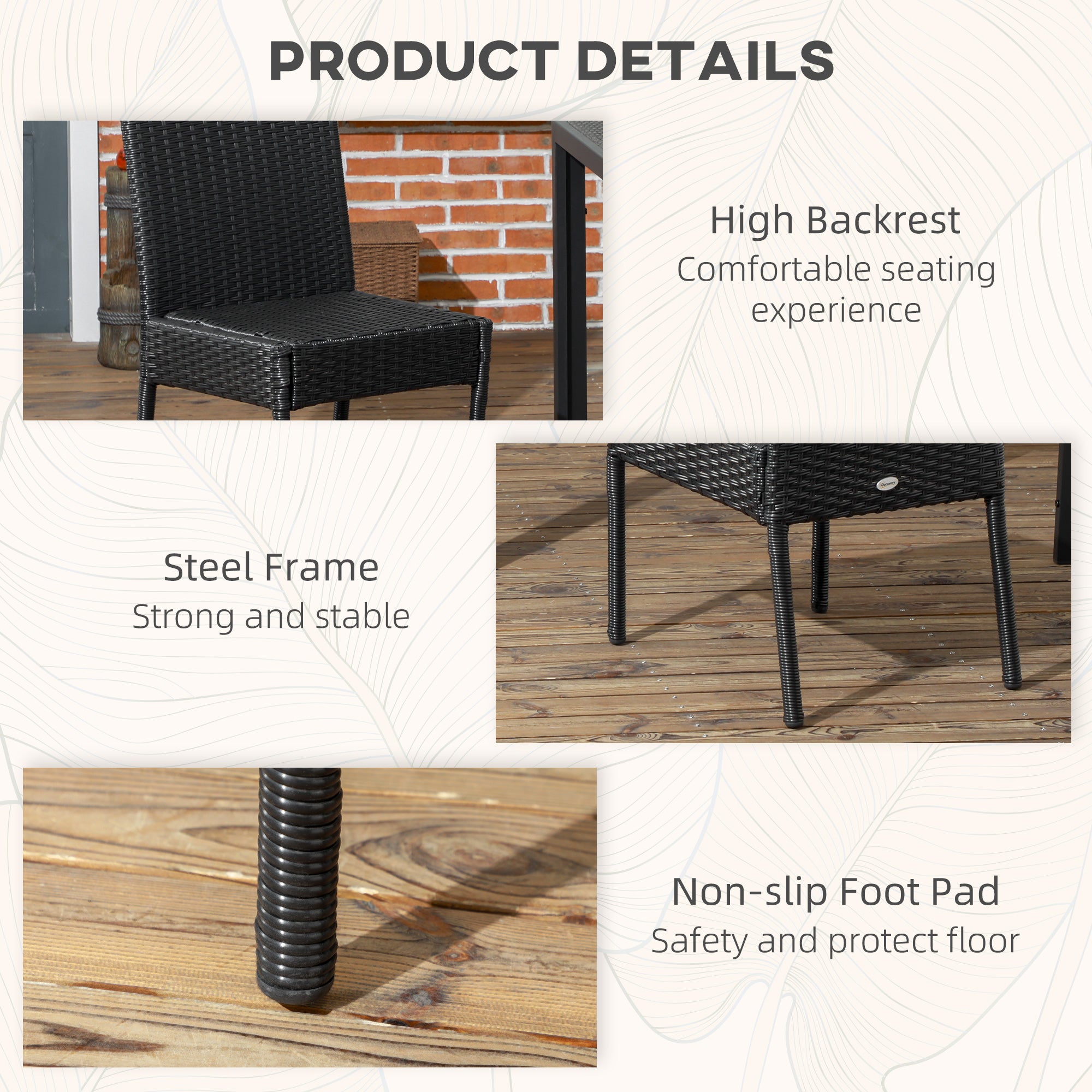 Set of Two Armless Garden Chairs Rattan - Black