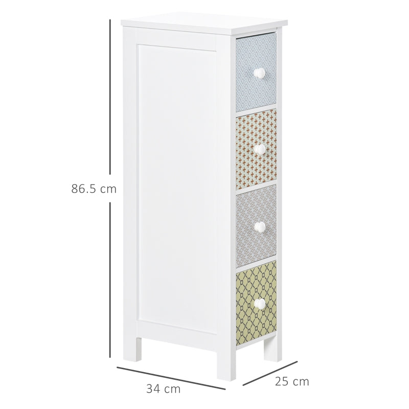 Chest of Drawers 4 Drawer Storage Cabinet for Bedroom Bathroom, MDF