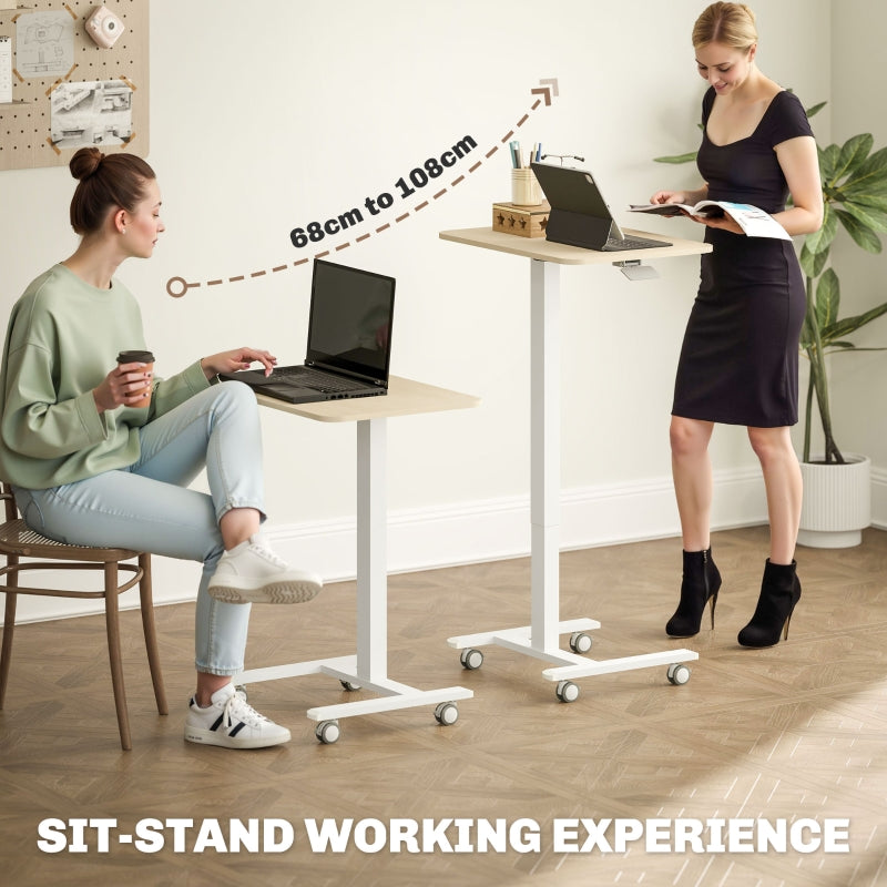 Work Desk, Height Adjustable 68-108cm, Wood-Effect/White