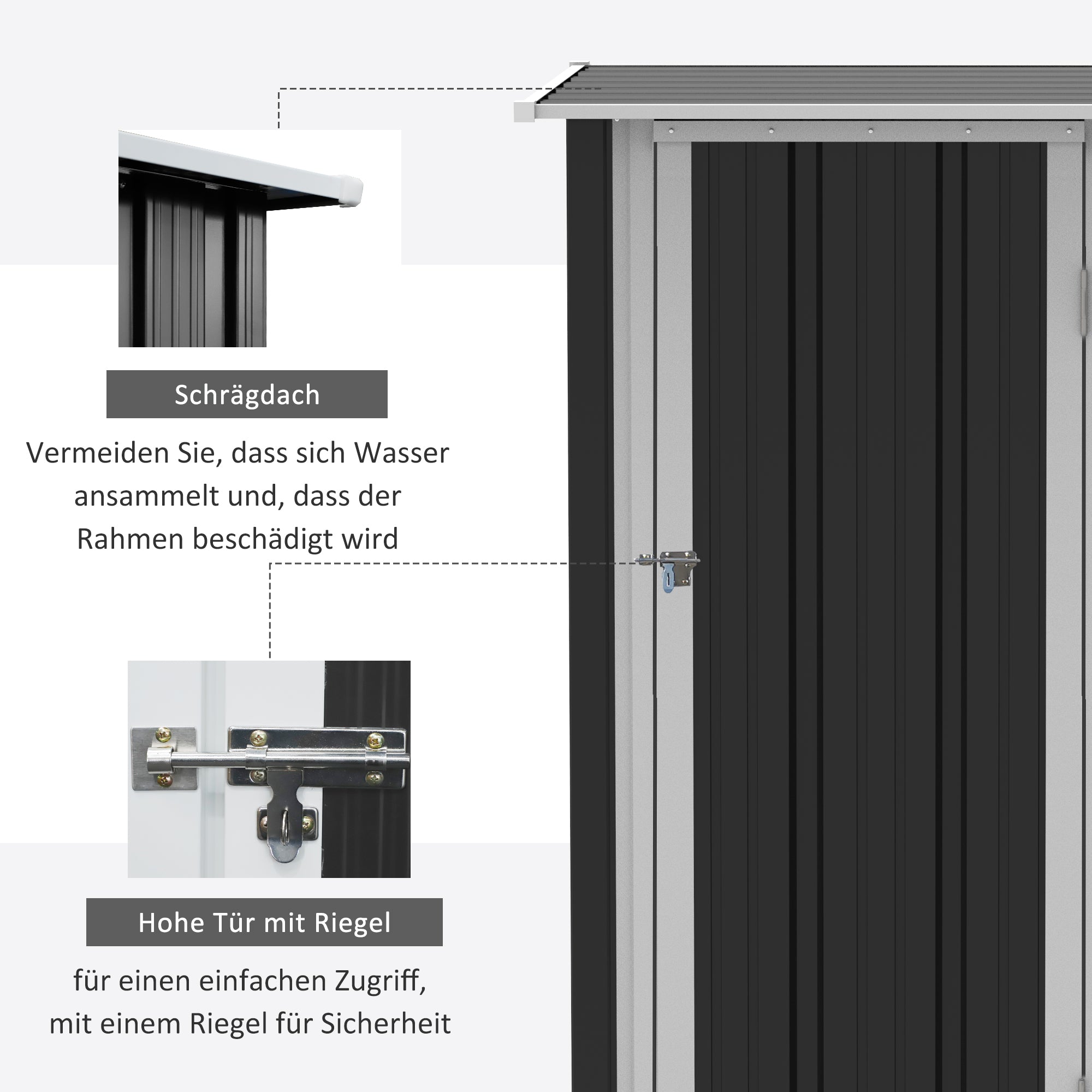 Garden Shed Outdoor Steel Dark Grey