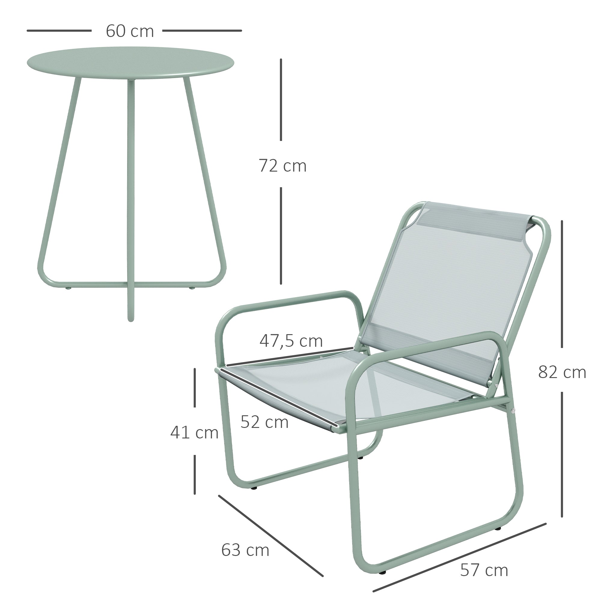 Bistro Set 3-Piece Table & 2 Chairs Mesh Green