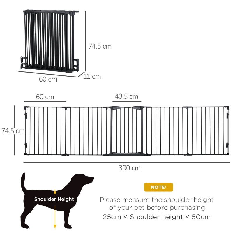 Pet Playpen Metal Fence with Walk Through Door - Black