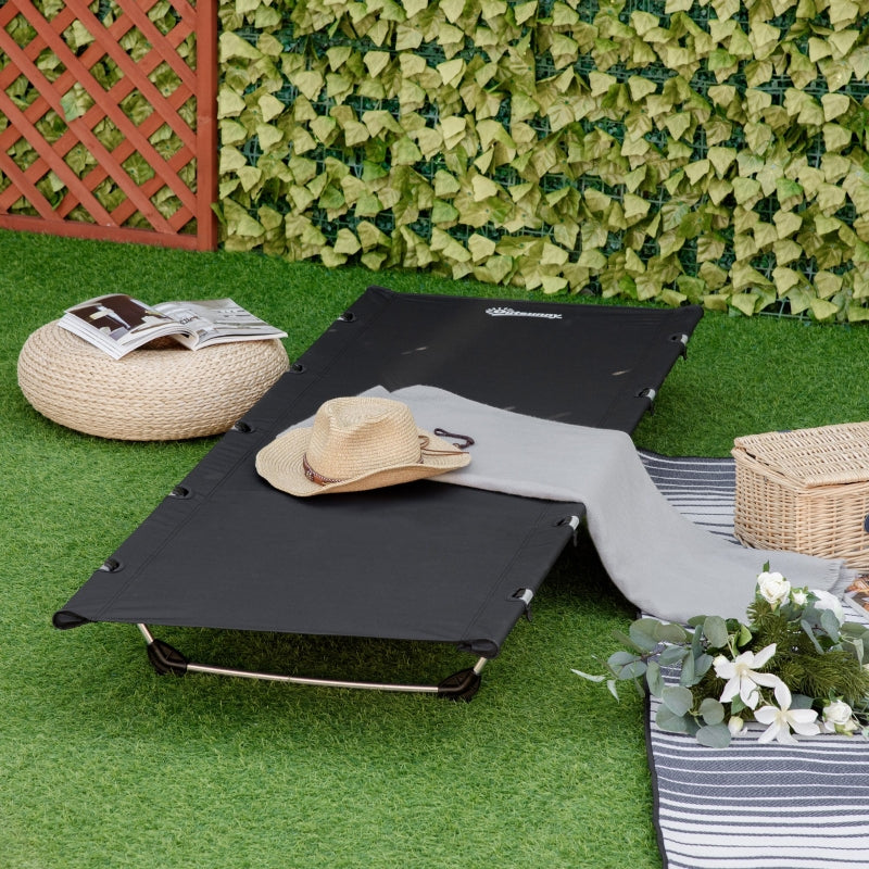 Lightweight Camping Bed Camp Cot 150kg Support Portable with Carry Bag, Aluminium Black