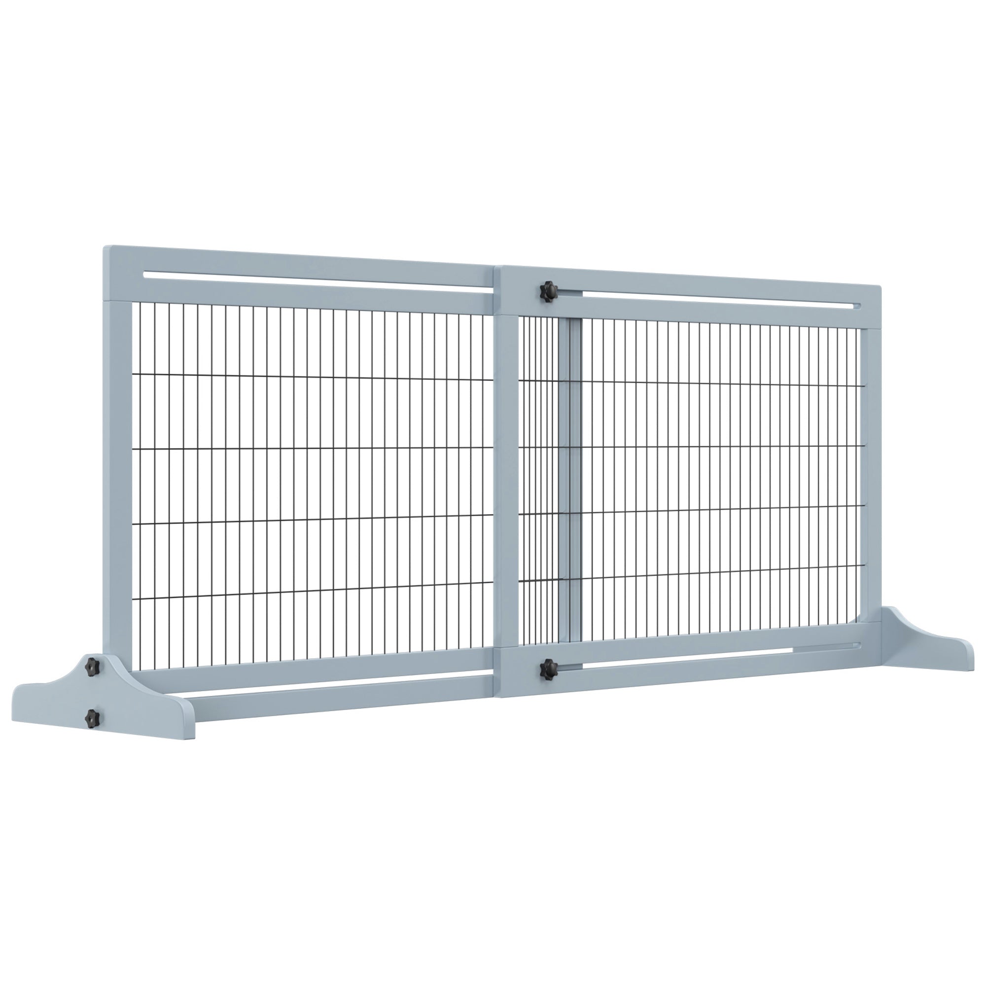 Wooden Dog Gate, Extendable Freestanding 104-183cm Grey