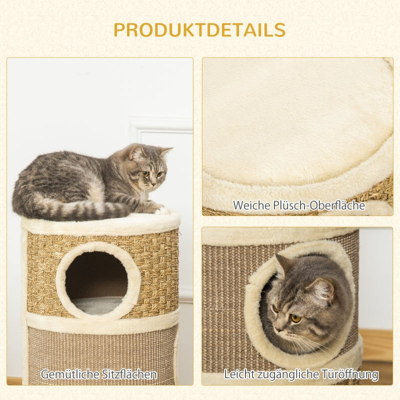 Cat Scratching Post Barrel 3 Levels Sisal Plush
