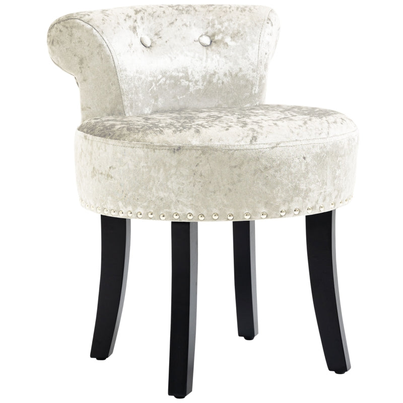 Dressing Table Stool Ice Velvet with Rubber Wood Legs, Beige