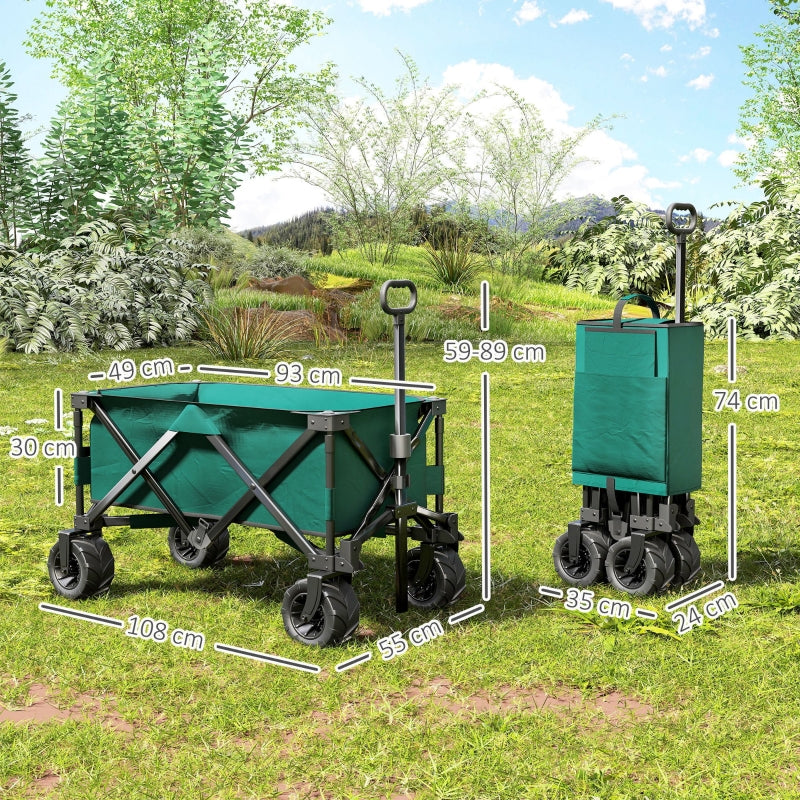 140L Festival Trolley Folding with Telescopic Handle, Green