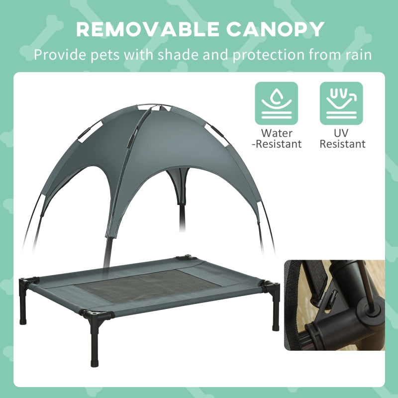 Raised Dog Bed Waterproof Elevated Pet Cot UV Protection Canopy, Grey