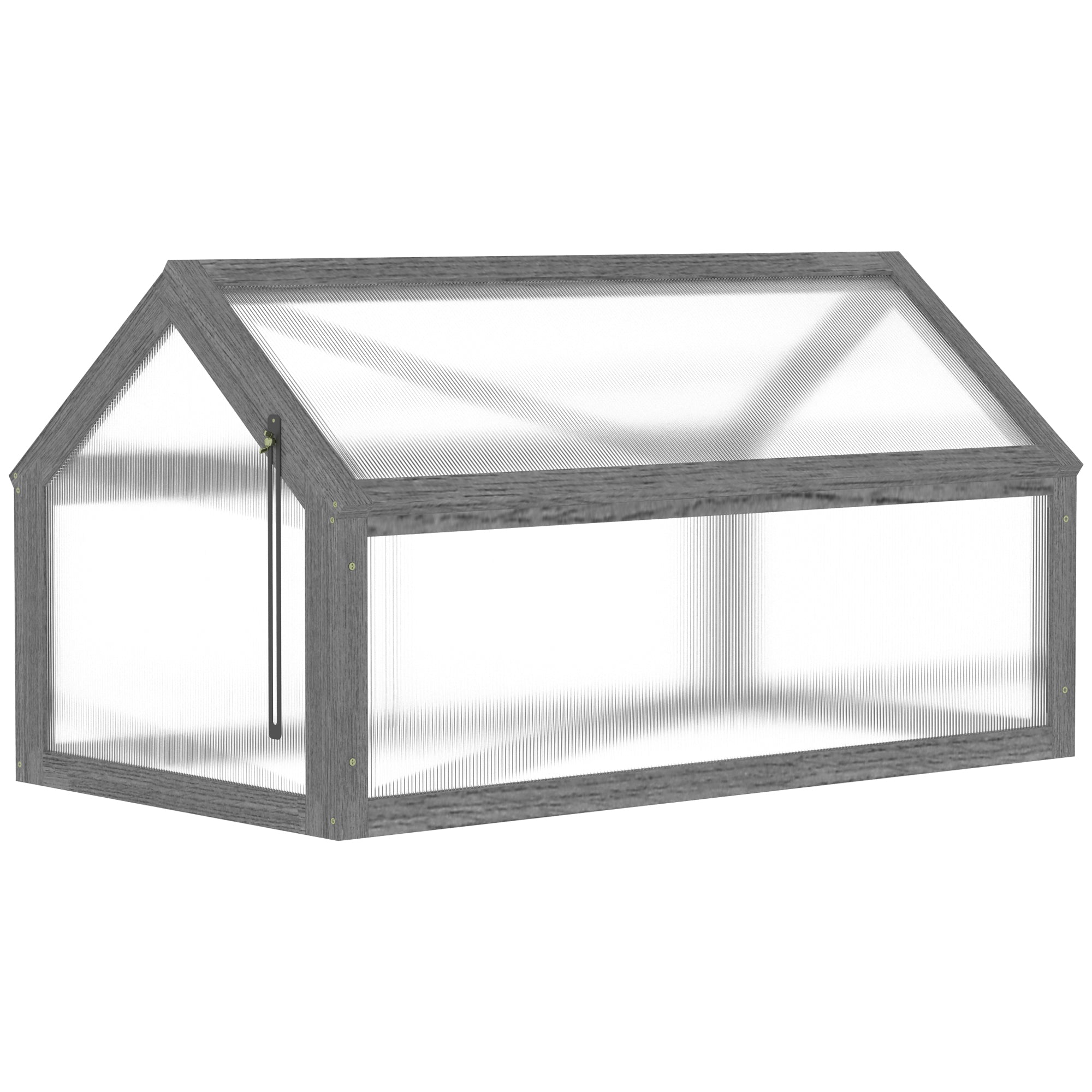 Wooden Cold Frame Greenhouse with Openable Polycarbonate Top, Grey