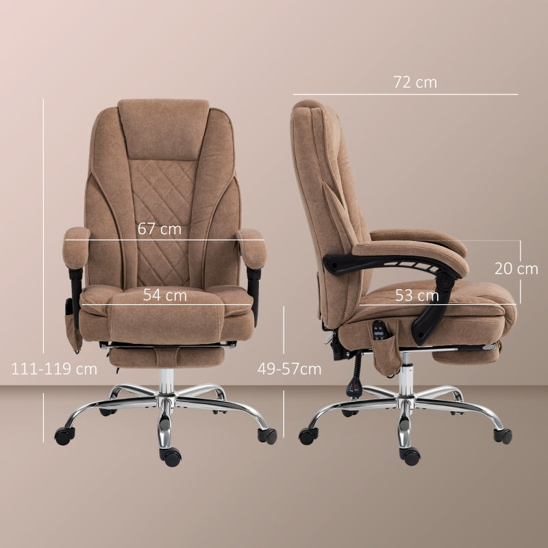 Massage Office Chair, Heated Reclining with Adjustable Height, Brown