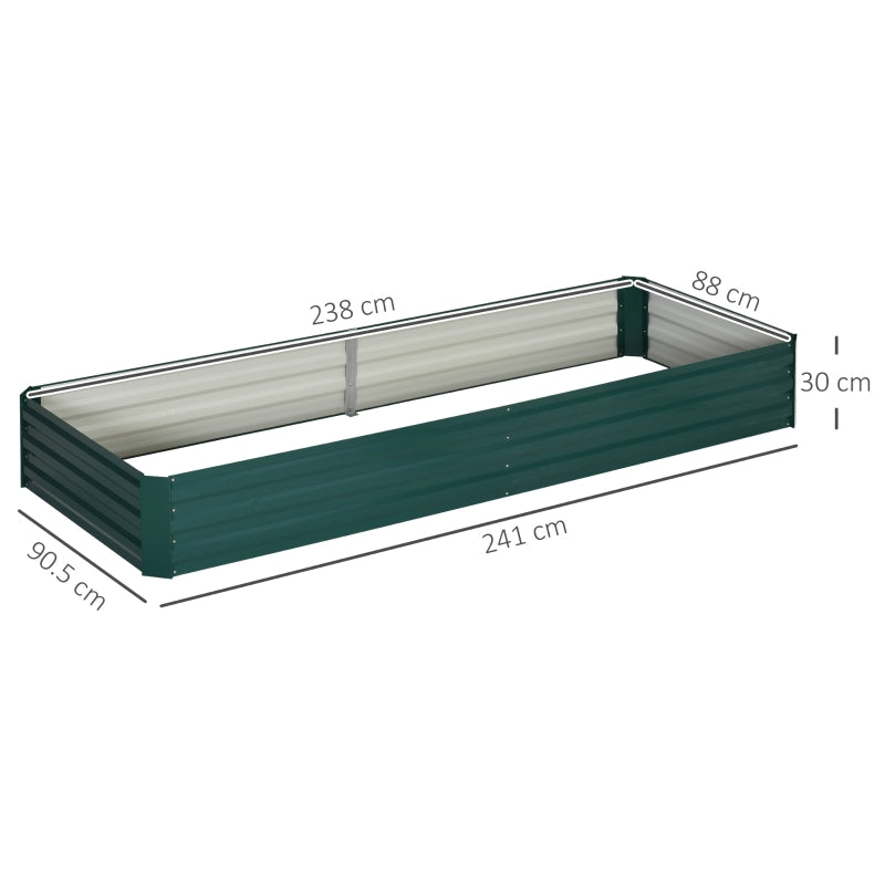 Metal Raised Garden Bed Planter Box, 241x90.5x30cm for Flowers & Herbs, Green