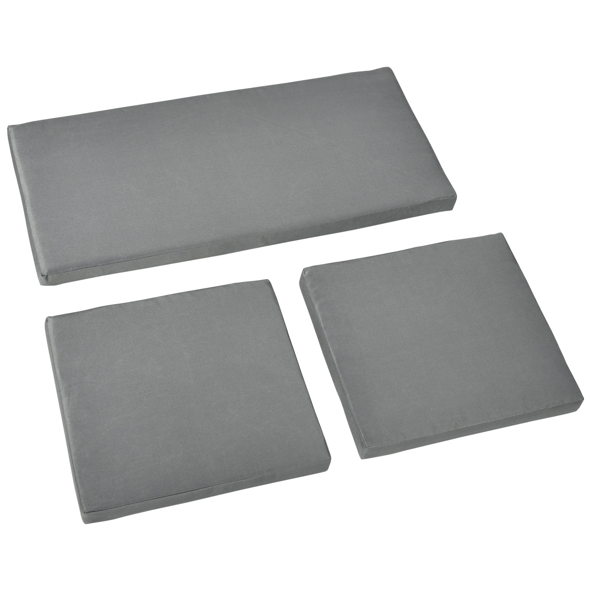 Outdoor Seat Cushion Pads, 3 PC Set for Rattan Furniture, Dark Grey