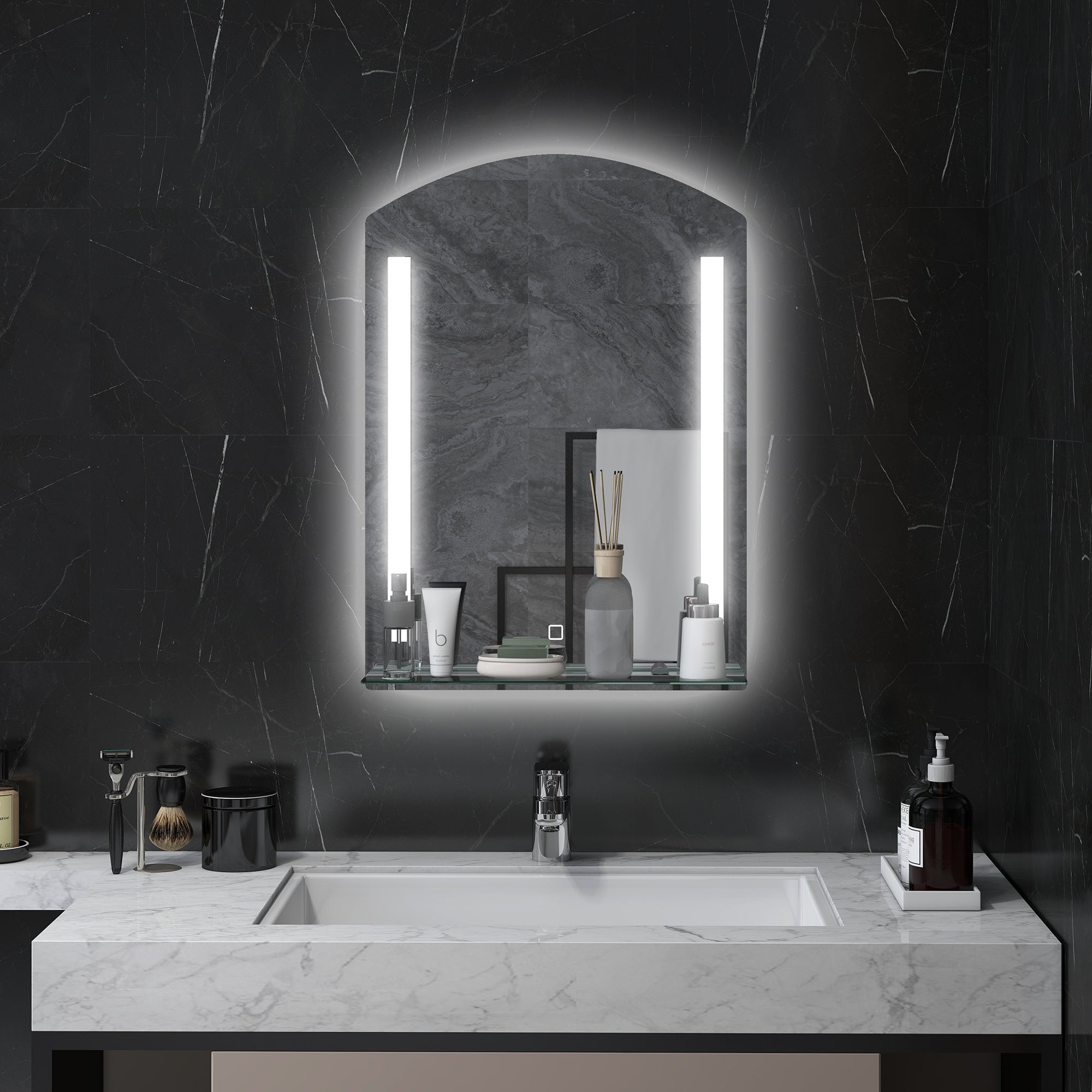 Kleankin Bathroom Mirror, LED, Touch Switch, Aluminum
