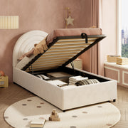 Upholstered Single Bed 90x200 with Slatted Base and Headboard, Beige Velvet