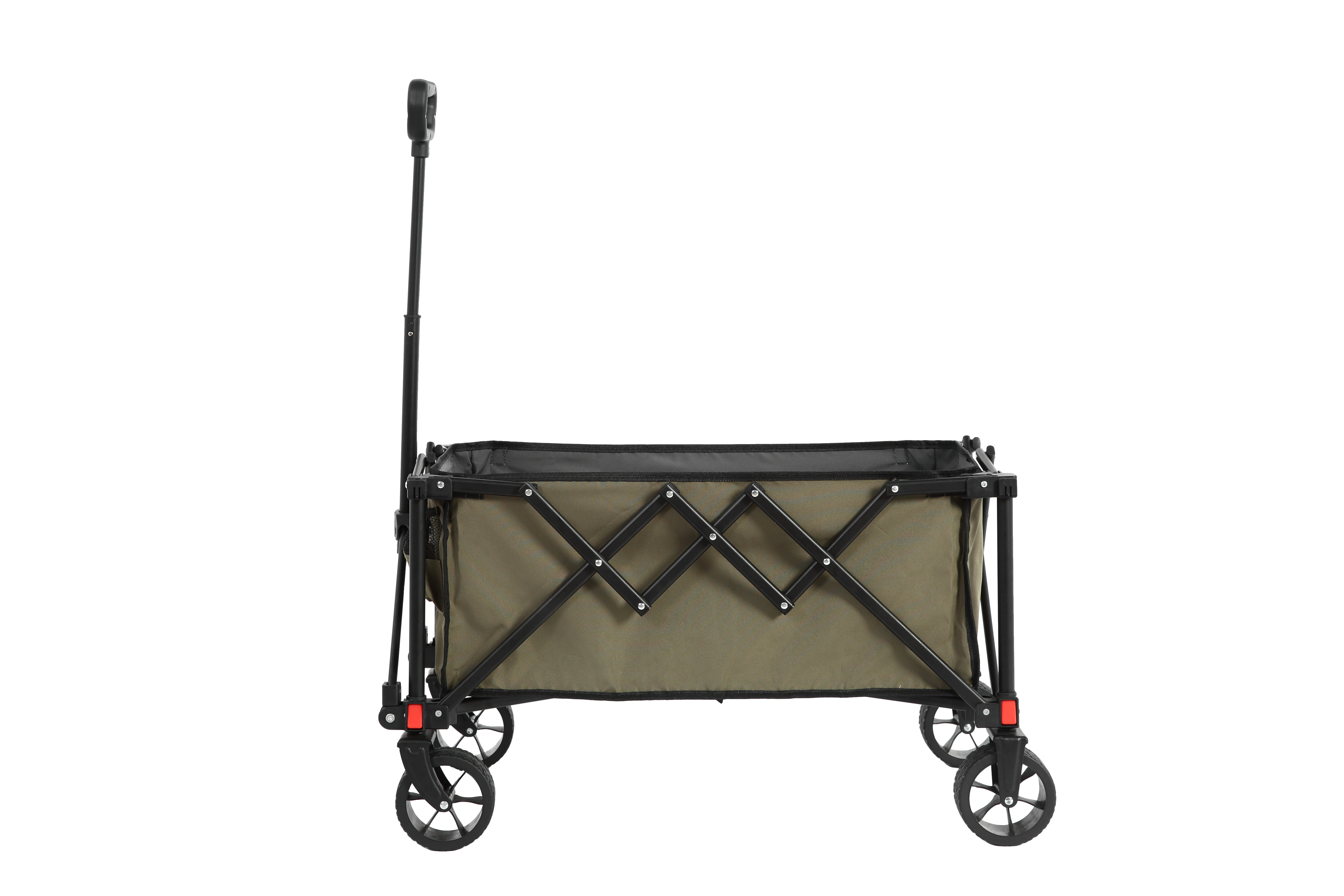 Folding Wagon Carts, all terrain wheels, heavy duty, adjustable handle, army green