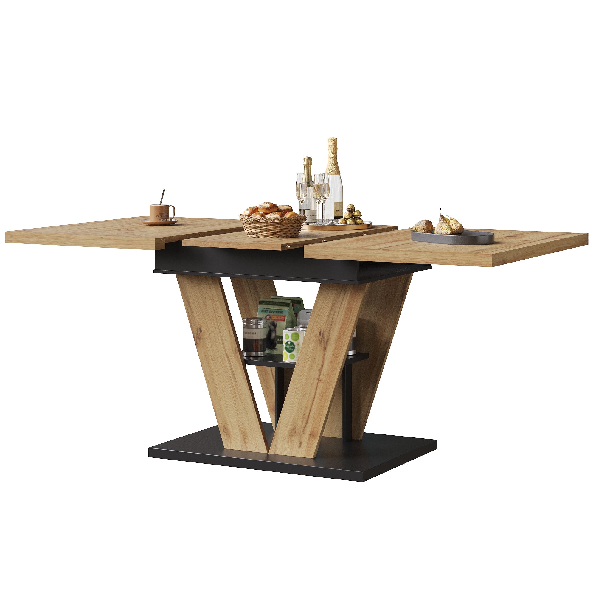 Extendable Dining Table 110(140)x80cm - Wood Grain