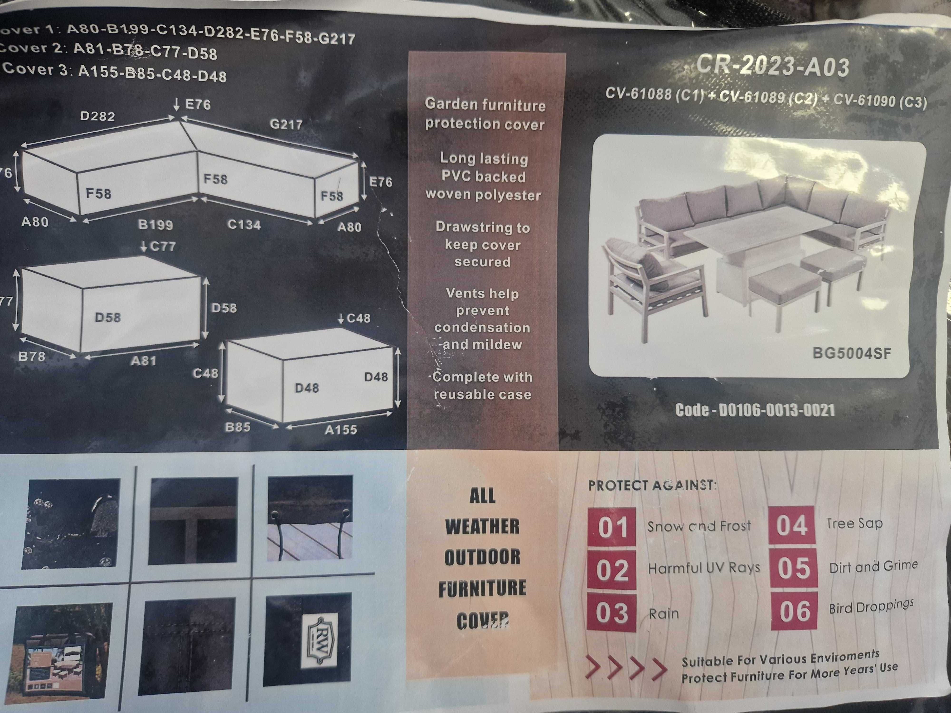 Protective Cover - Aluminium Corner Set with Rectangular Rising Table