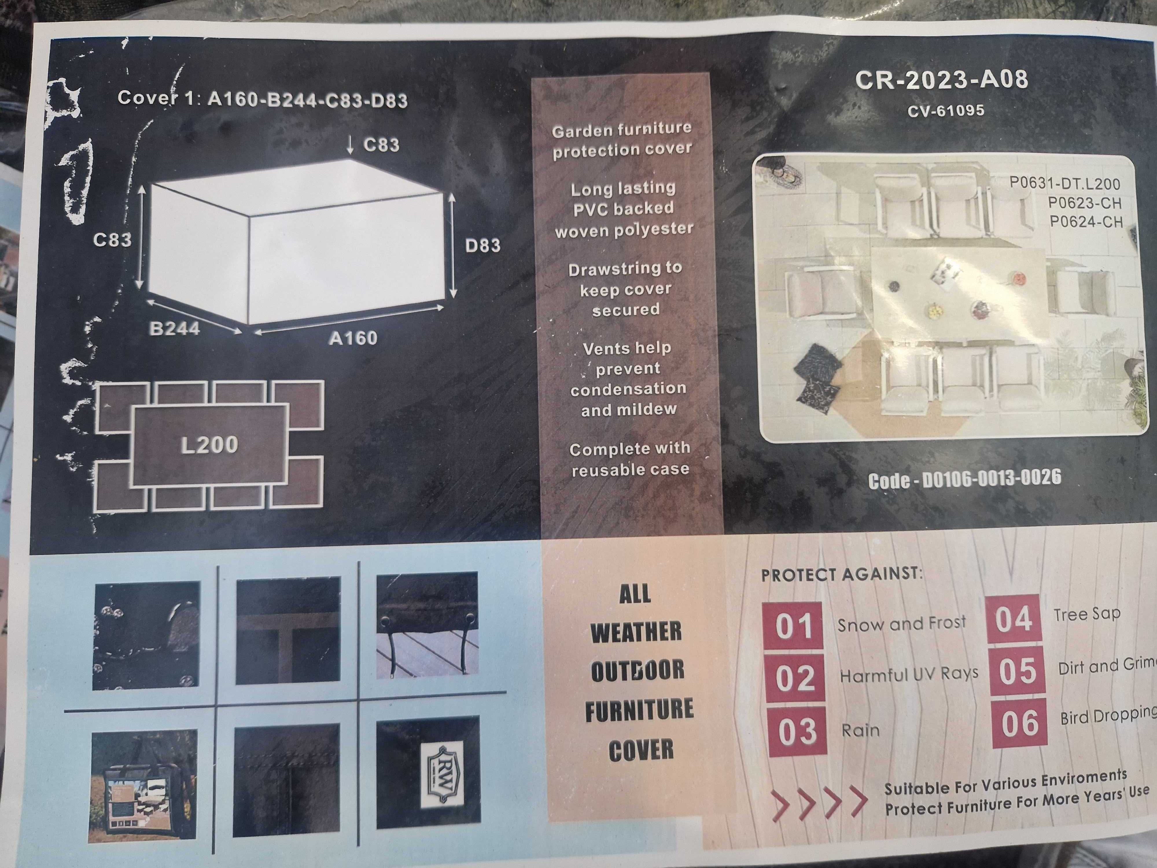 Protective Cover - 8 Seater Set with Rectangular Table