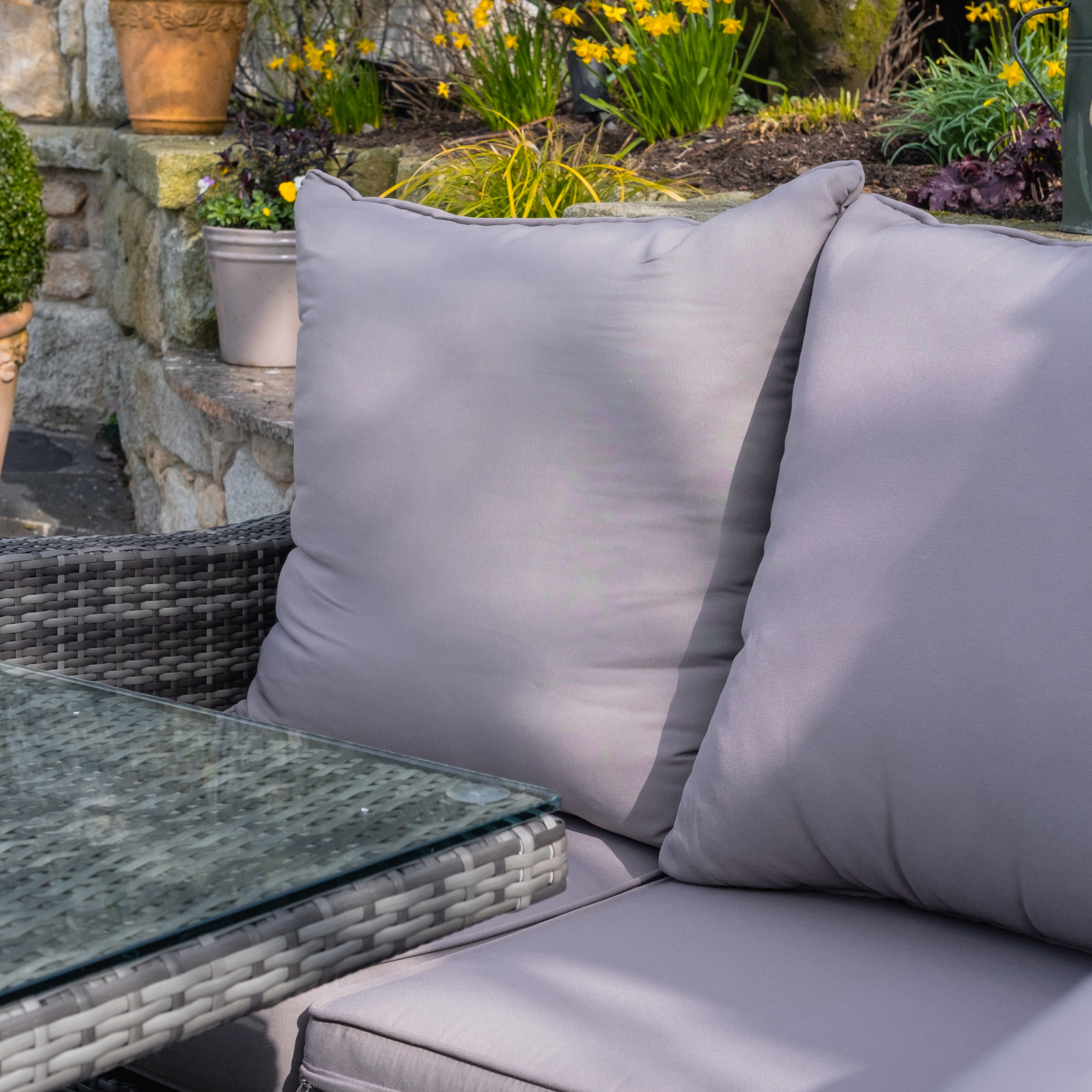 Parma - Corner Sofa Set with Square Firepit Table (Grey)
