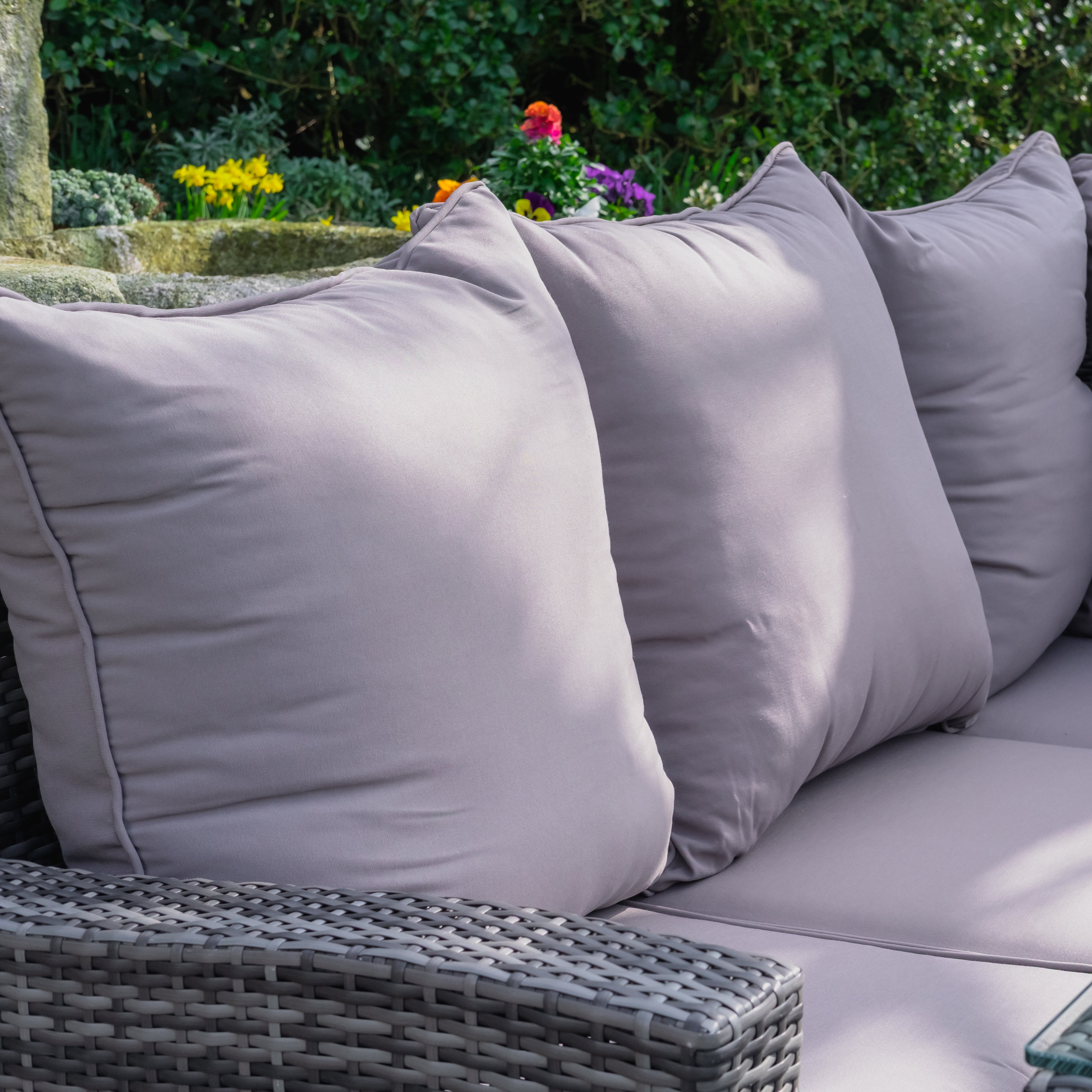 Parma - Corner Sofa Set with Square Firepit Table (Grey)