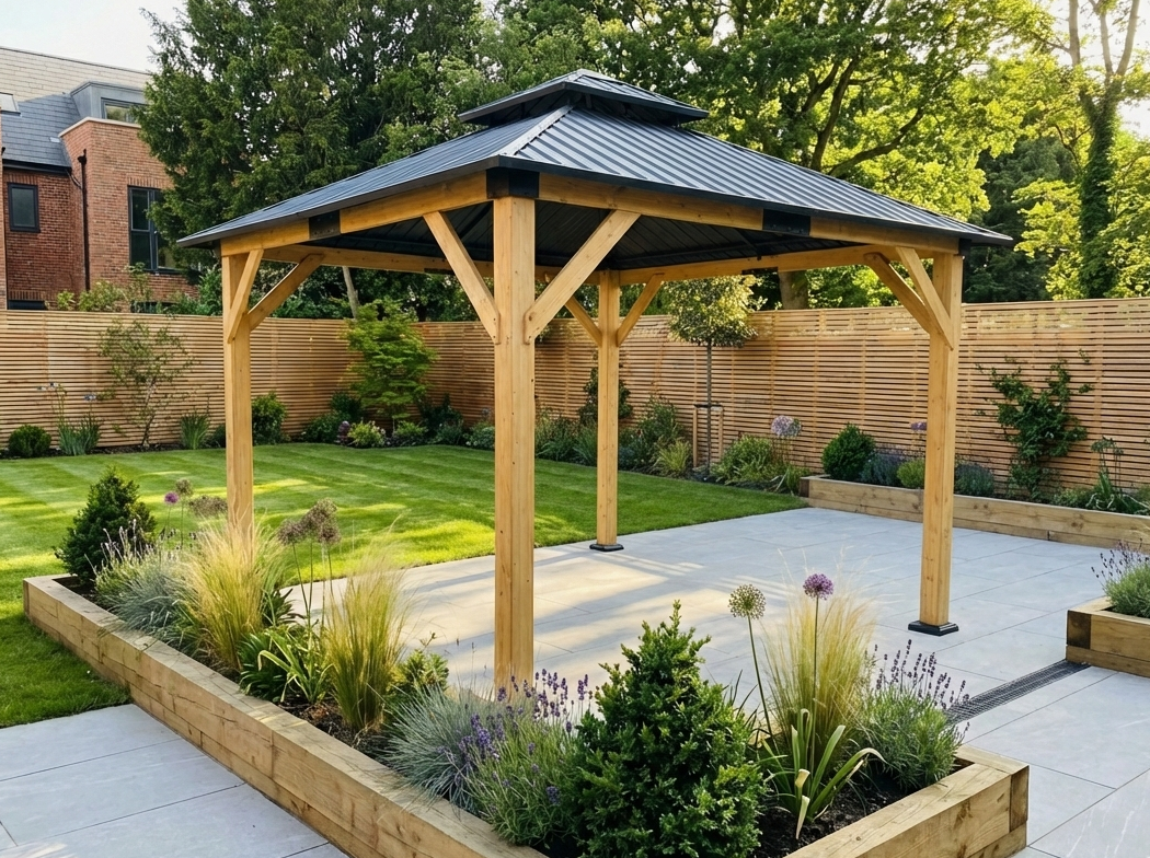 Ottawa - 3.6 x 4m Cedar Wood Pergola with Double Roof