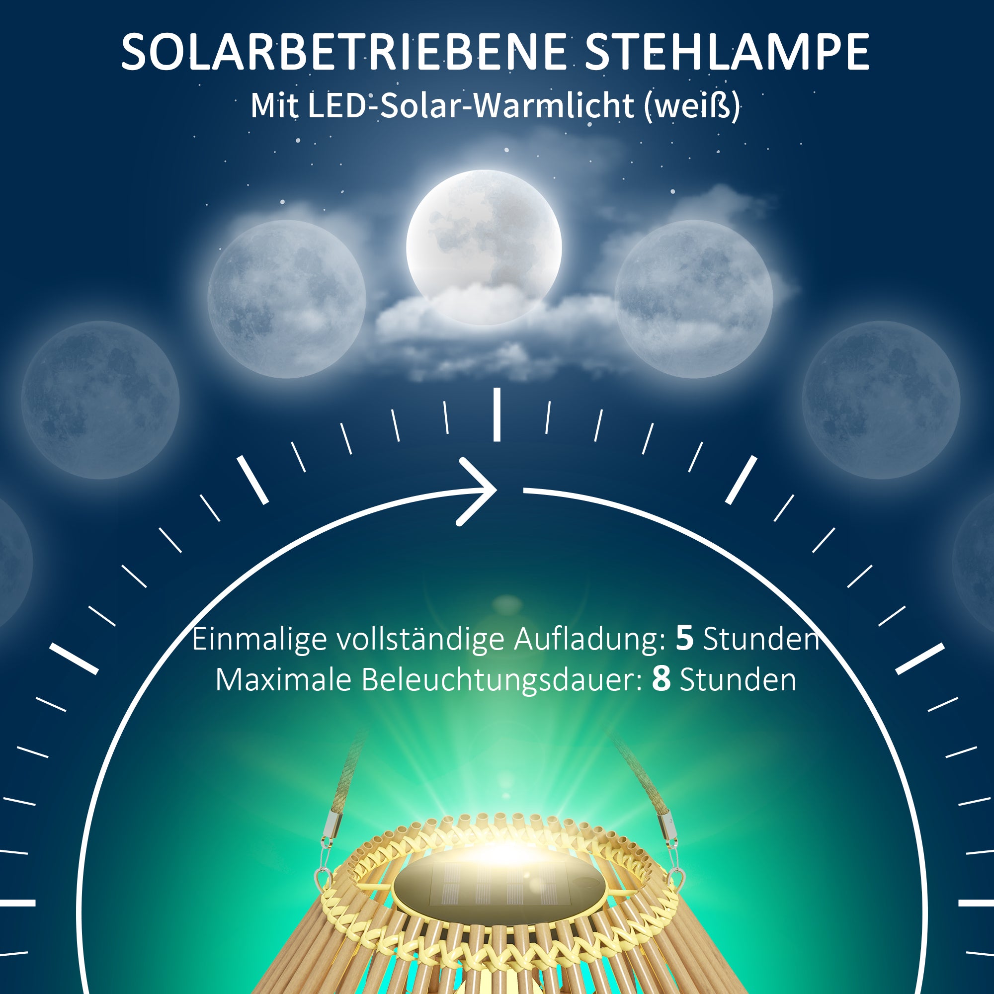 Solar Lamp Garden Light Waterproof with Light Sensor Rattan Yellow