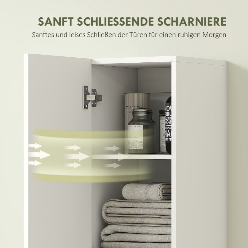 Wall-Mounted Bathroom Cabinet, 6 Shelves, Lacquered MDF, White
