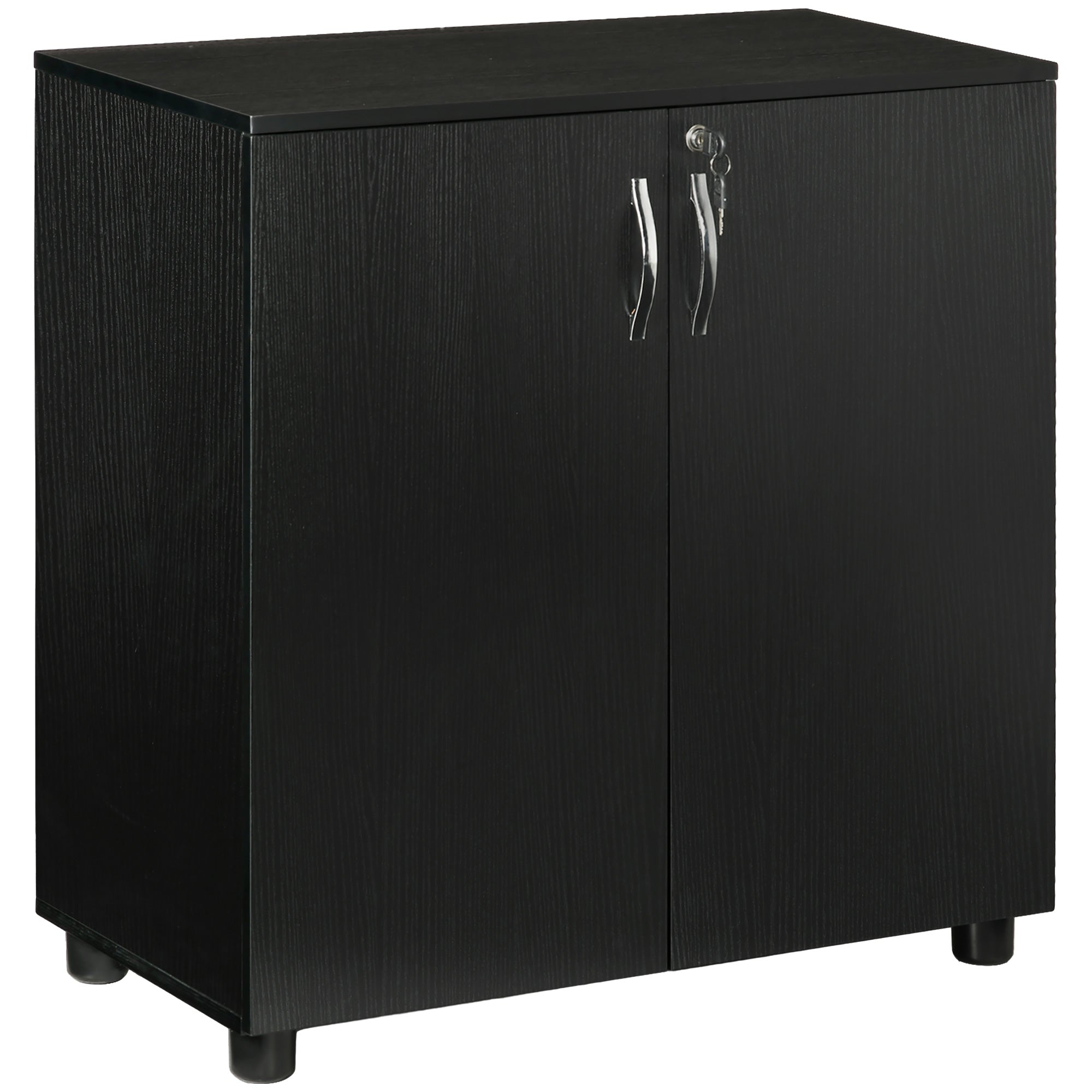 Two-Tier Office Storage Cabinet Locking Black