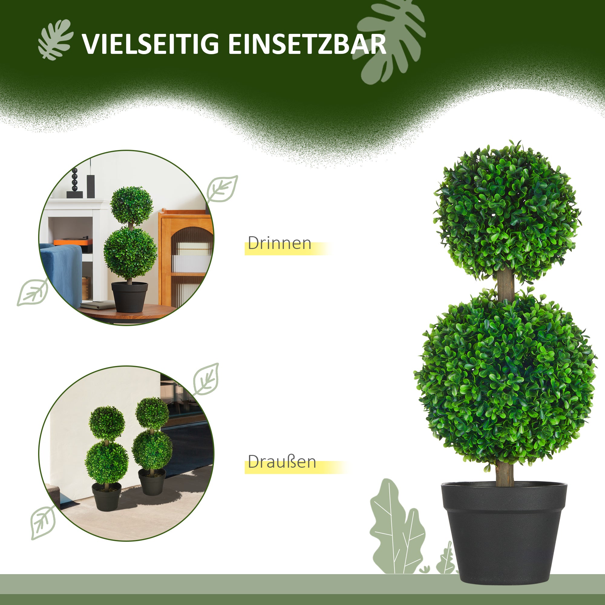 Artificial Plants Boxwood 60cm Double Ball UV-resistant Green