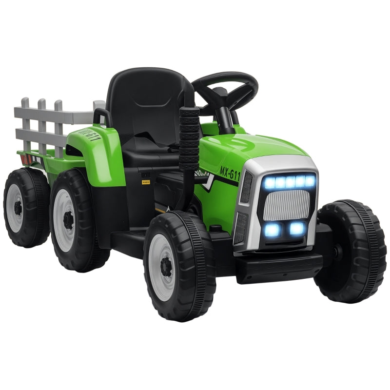 Electric Children's Tractor, Parental Remote Control, 6 km/h, Green + Black