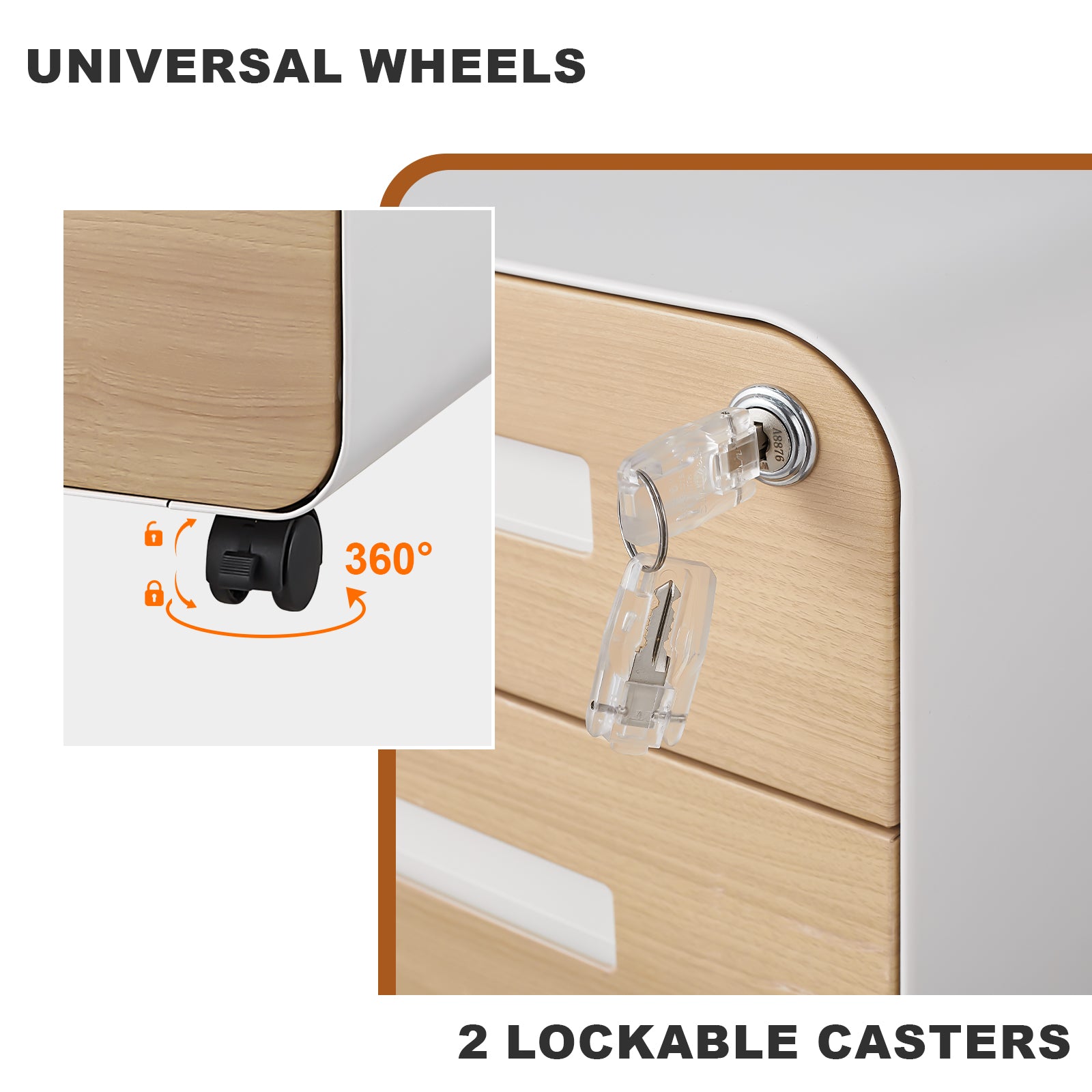 Mobile File Cabinet, 3 Drawer Under Desk Storage Legal/A4 Anti-Tilt Steel, White