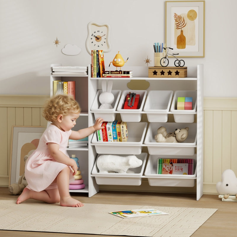 Toy Storage Unit with 8 Removable Bins and Shelves, White