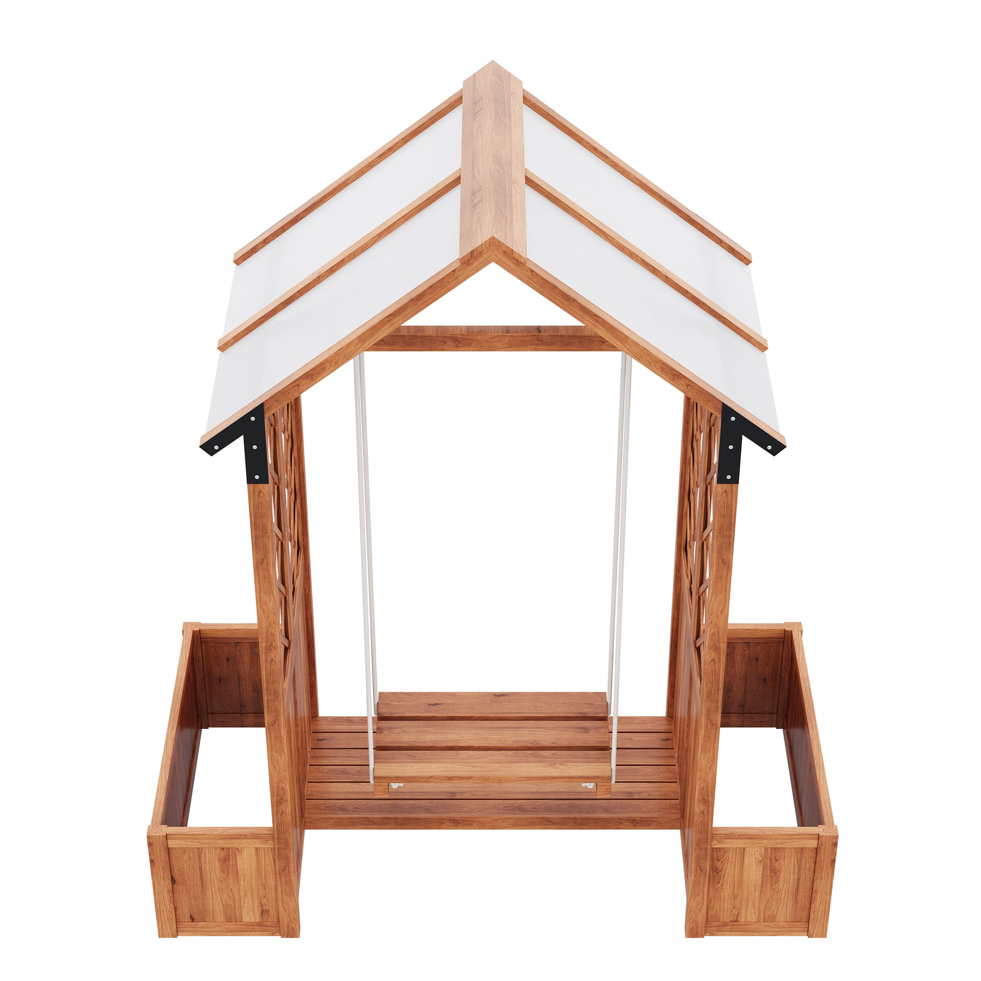 Planter with Trellis and Sunroof, Brown Solid Wood