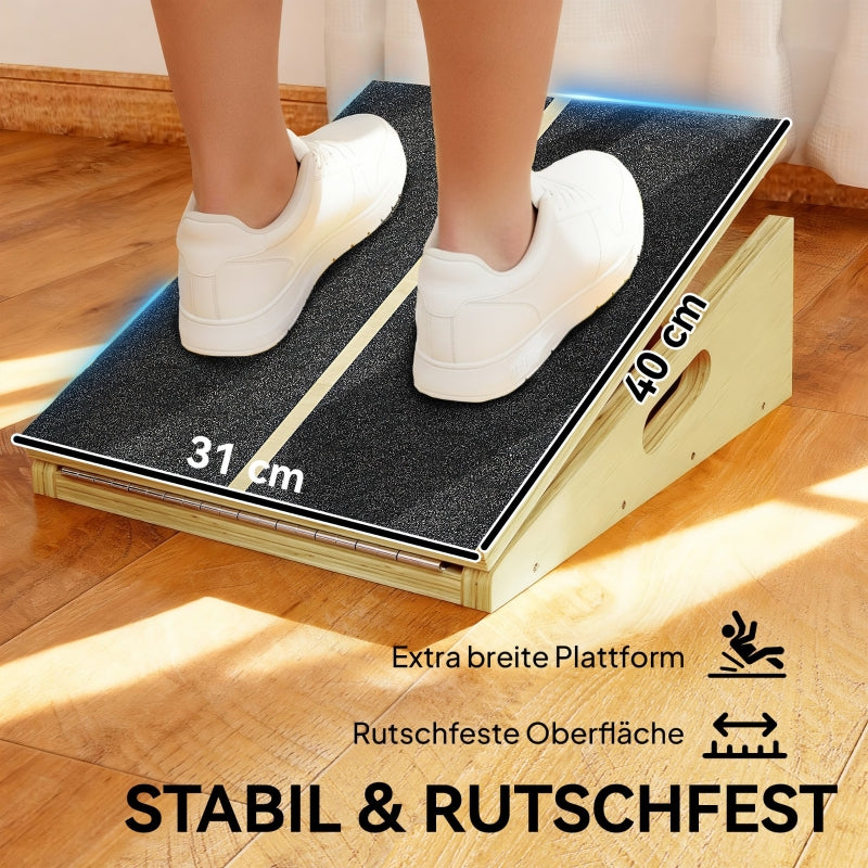 Inclined Board for Relief Exercises, 4 Adjustable Angles and Non-Slip, Wood