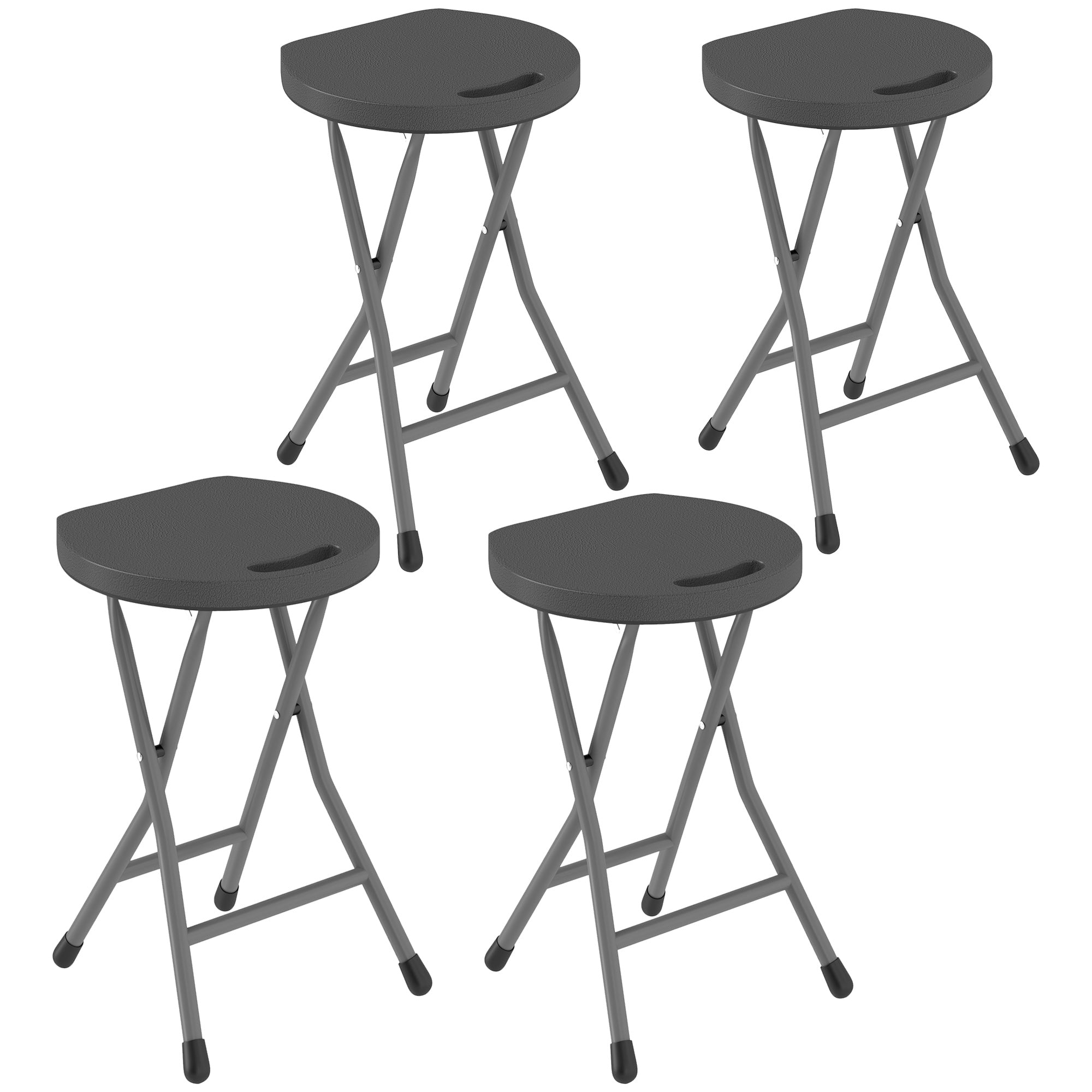 Folding Carry Stools, Set of Four, Charcoal Grey